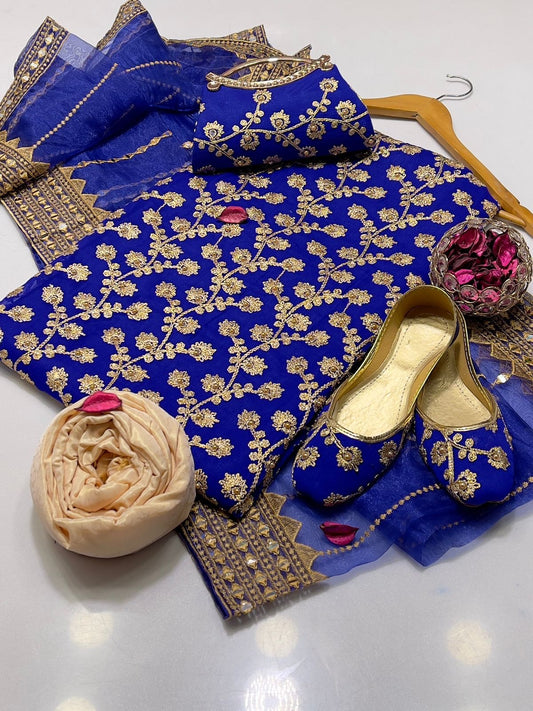 5 PC Embroidered Suit (Khussa & Clutch Free)