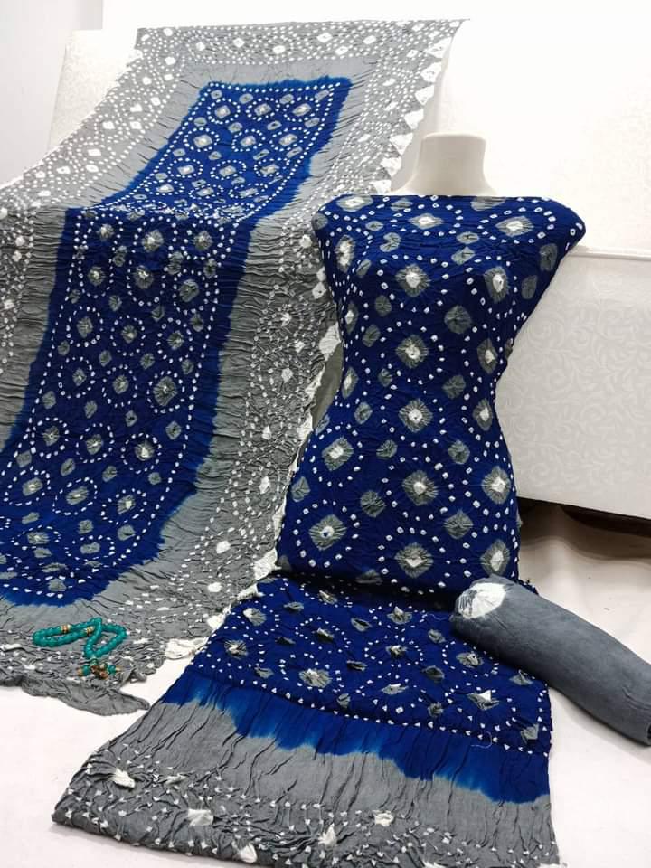 3pc Winter Linen Dress Blue