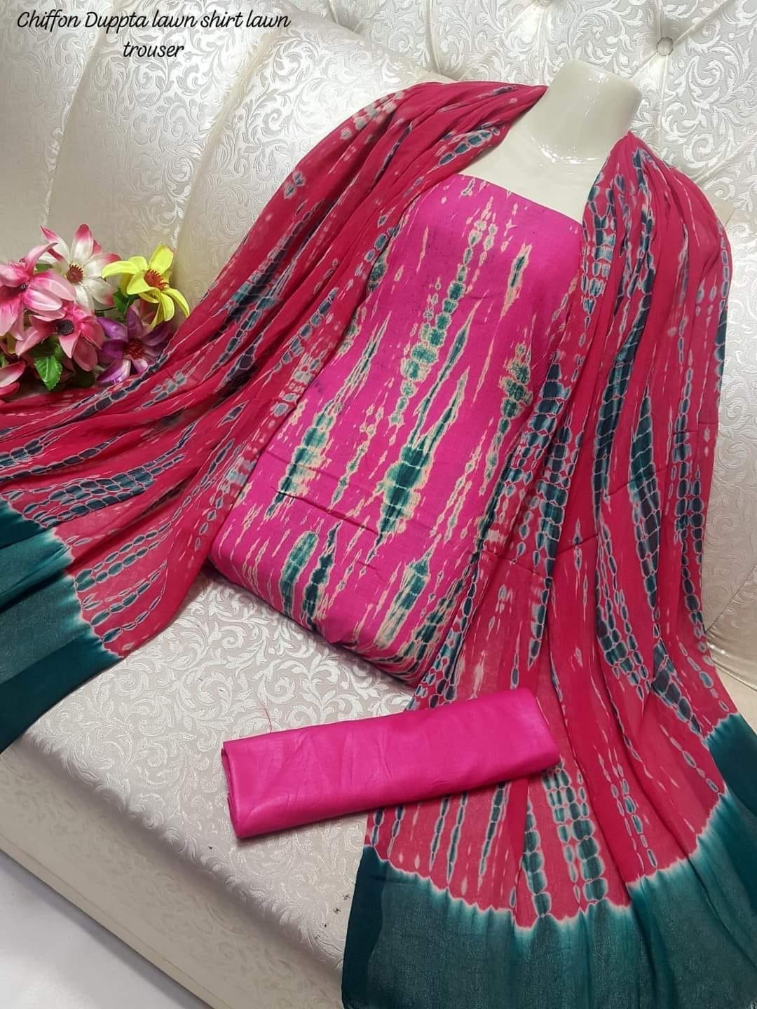 3pc Winter Linen Dress Pink