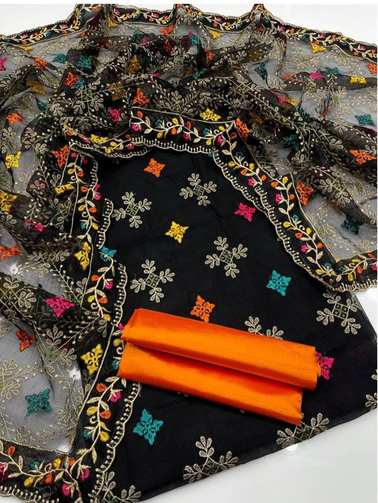 3pc Khaddi Net Heavy Embroided Dress