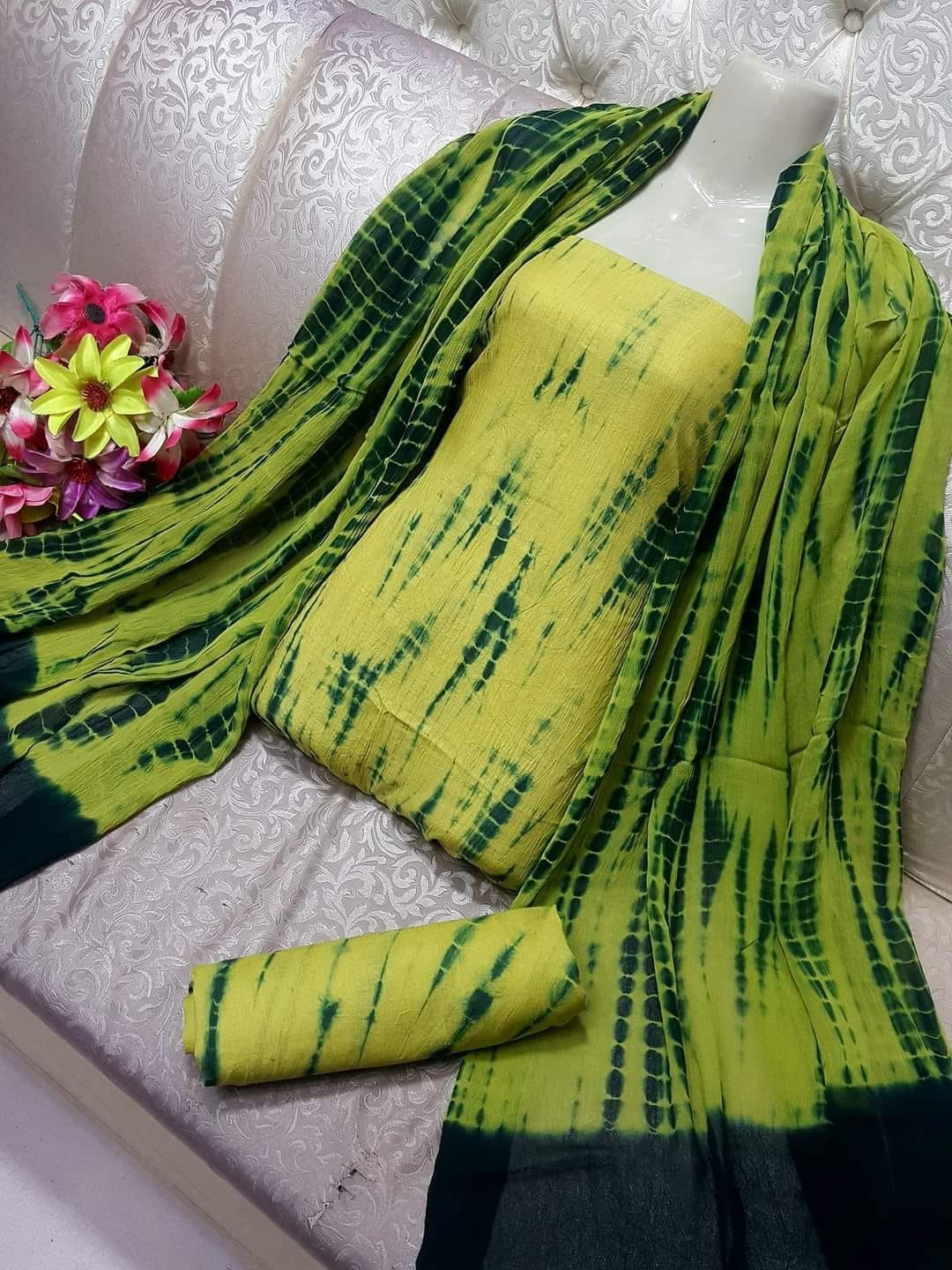 3pc Winter Linen Dress Parrot