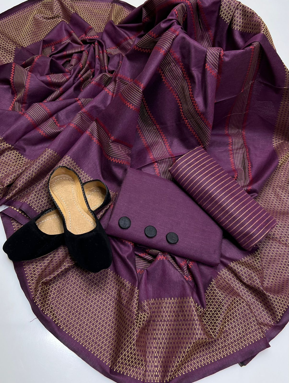 4PC Wool Shawl Dress (Khussa Gift)