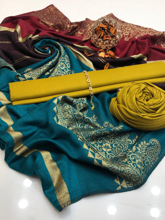 3pc Pashmina Multi Banarsi Shawl Dress