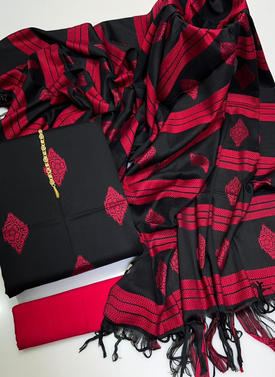 3pc Winter Banarsi Brosha Bindi Jaal Shawl Dress