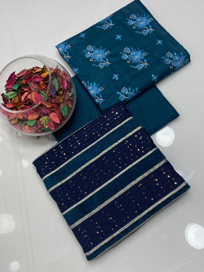 3pc Winter Marina Breeze Wool Velvet Border Shawl Dress