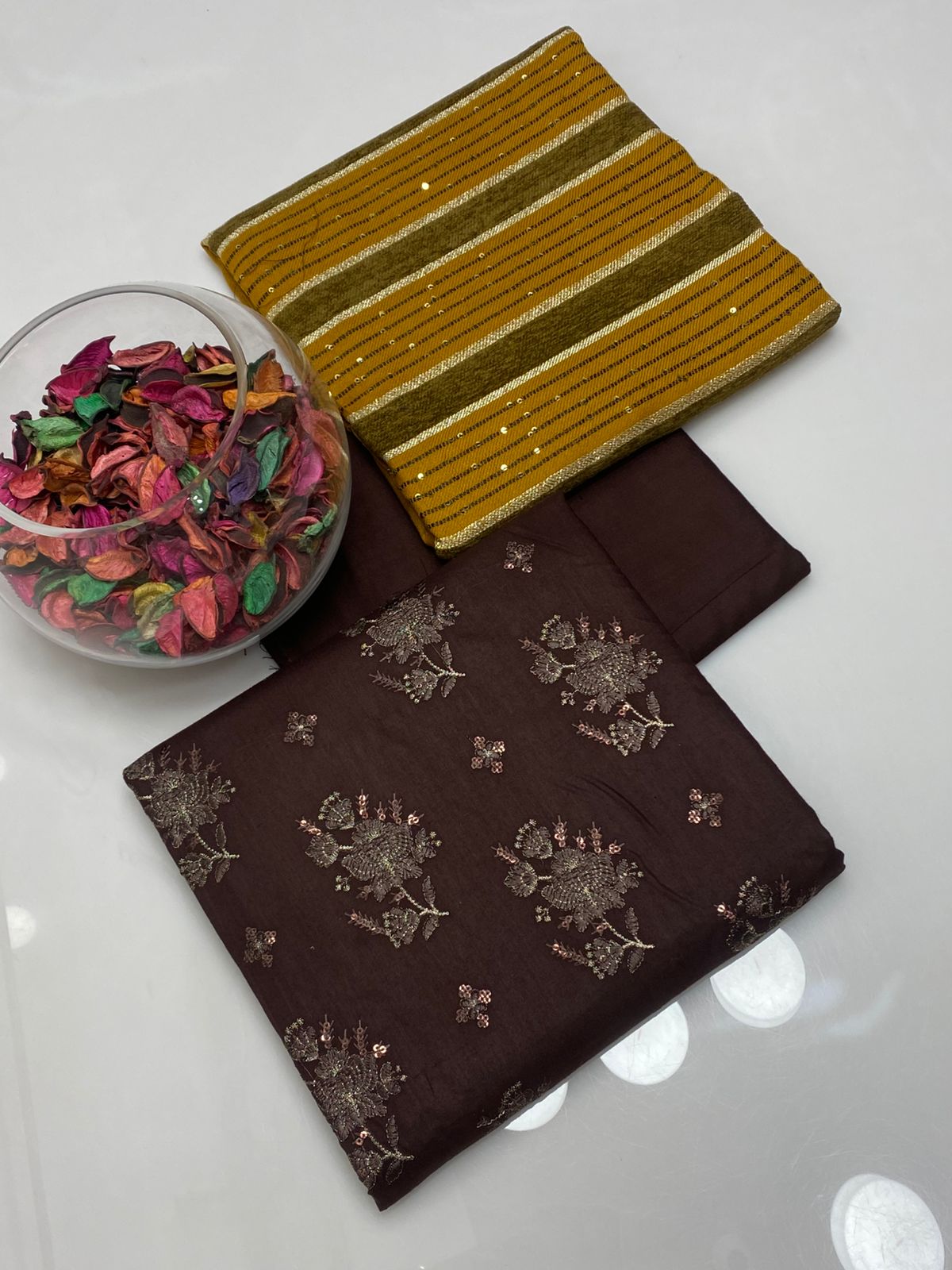 3pc Winter Marina Breeze Wool Velvet Border Shawl Dress