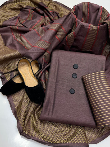 4PC Wool Shawl Dress (Khussa Gift)