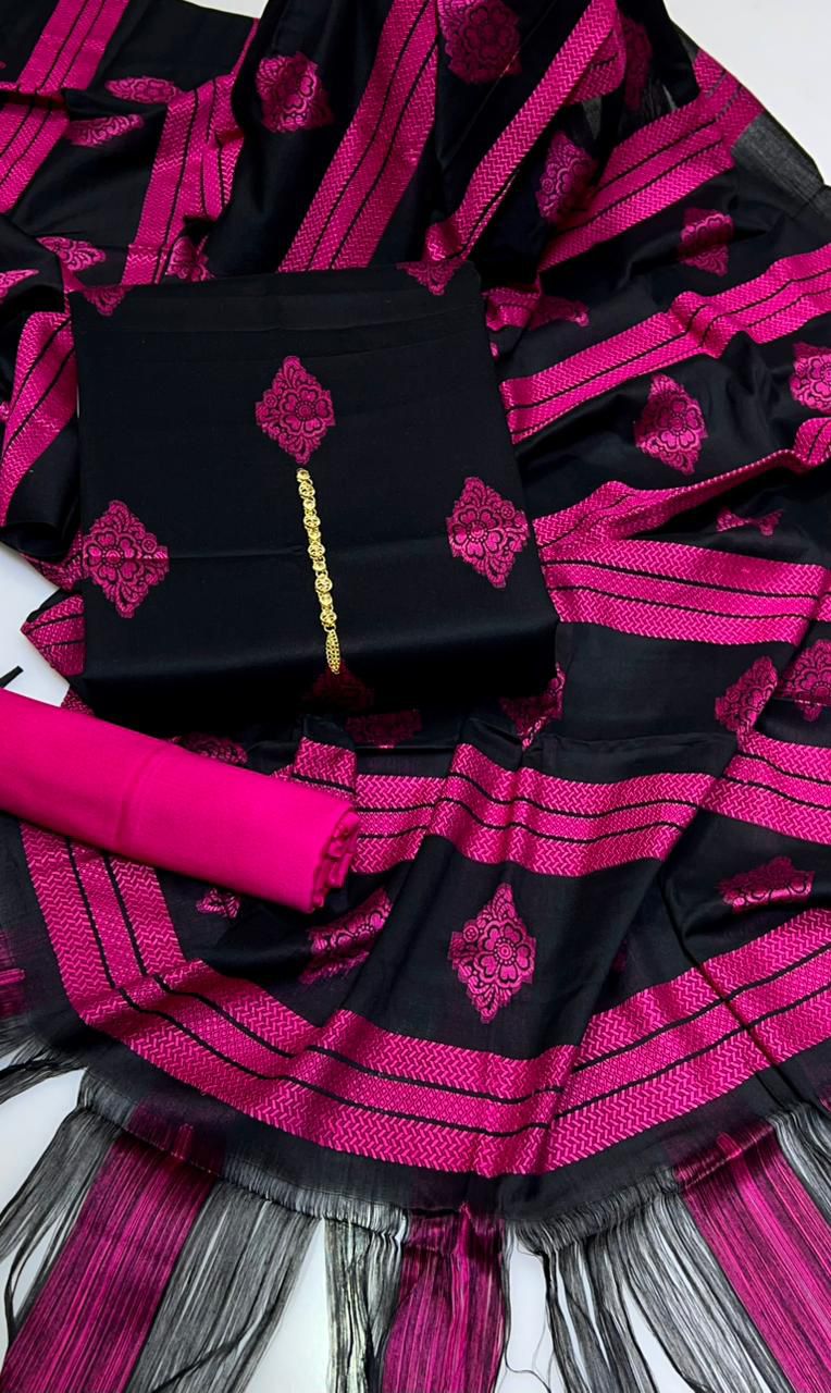 3pc Winter Banarsi Brosha Bindi Jaal Shawl Dress