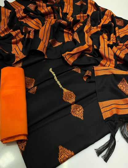 3pc Winter Banarsi Brosha Bindi Jaal Shawl Dress