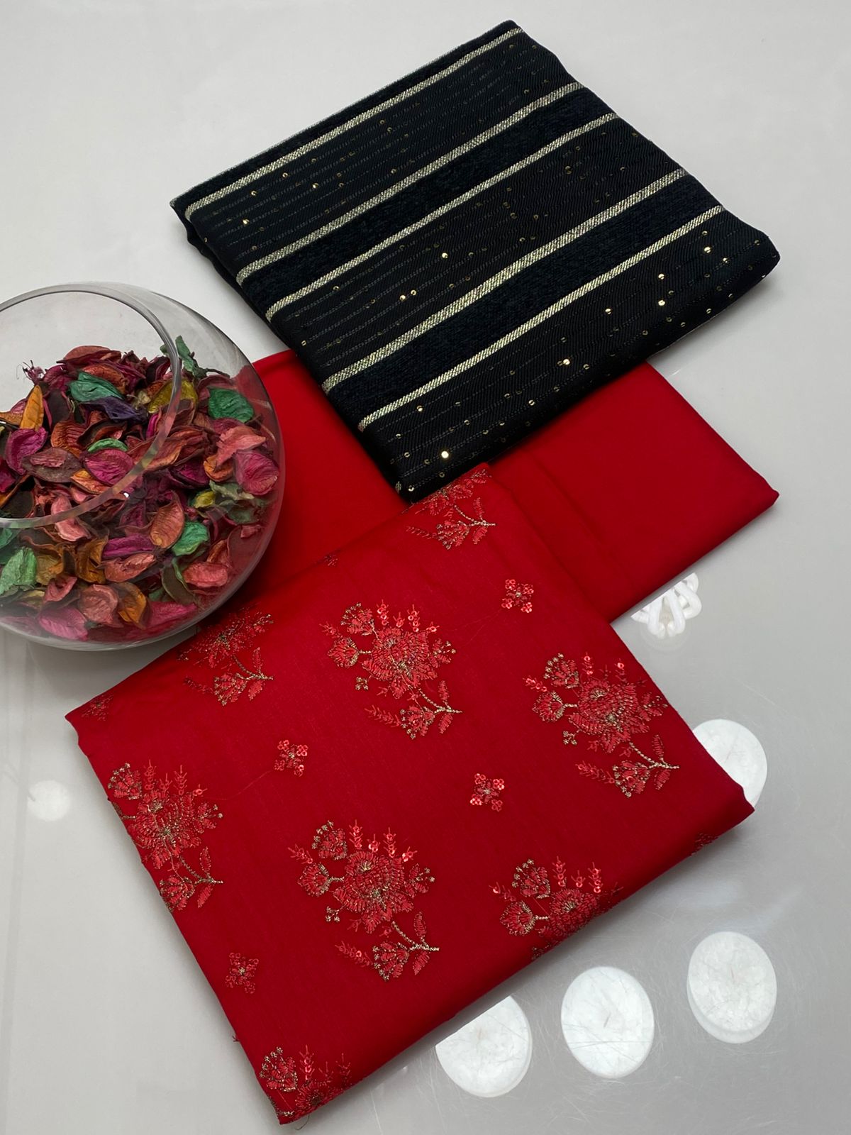 3pc Winter Marina Breeze Wool Velvet Border Shawl Dress